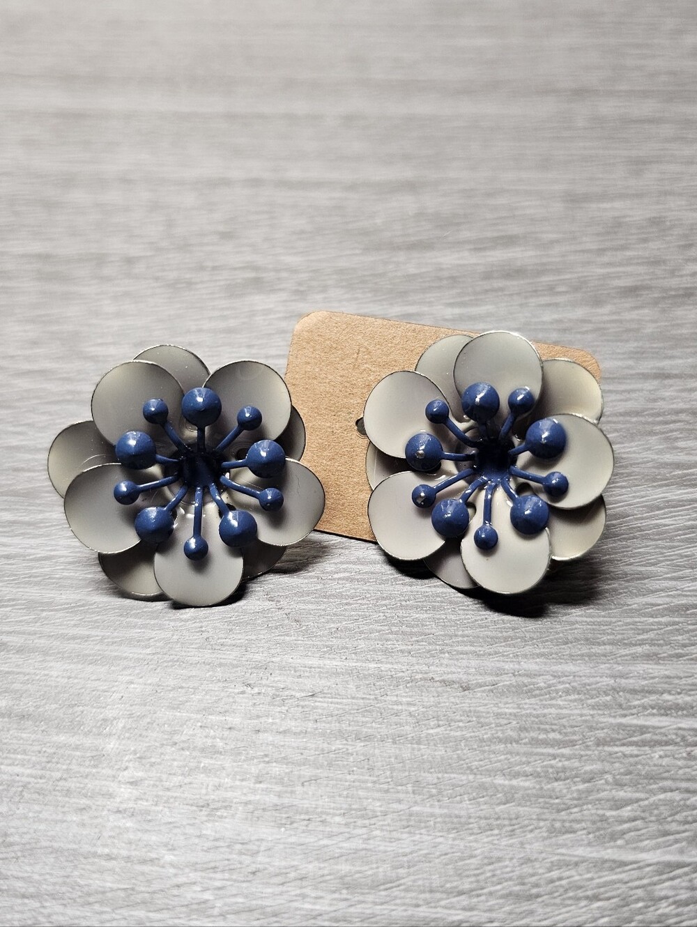 Vintage 1960's Enamel Flower Stud Earrings